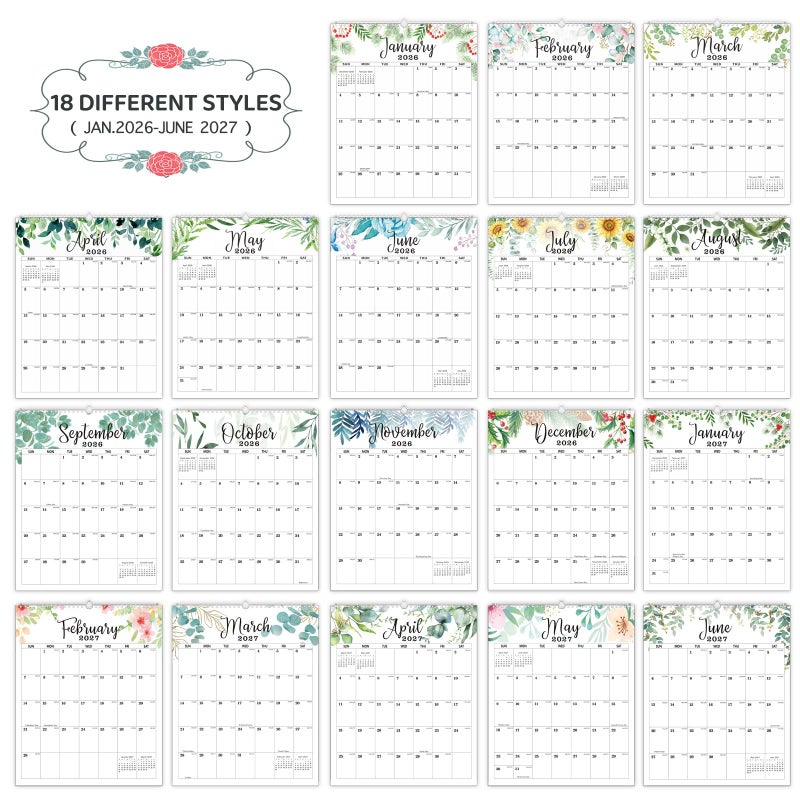 minstely 2026 Wall Calendar, 18 Months Calendar, Jan. 2026 - June 2027, 11.8' x 14.6'', Desk Calendar 2026 with Large Blocks, Twin-Wire Binding, Ideal 2026 Calendar for Home, Office, Classroom, or Business Planning - Image 3