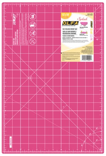 OLFA 12" x 18" Self Healing Rotary Cutting Mat (RM-CG/PIK) - Double Sided 12x18 Inch Cutting Mat with Grid for Fabric, Sewing, Quilting, & Crafts, Designed for Use with Rotary Cutters (Pink) - Image 2