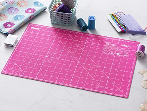 OLFA 12" x 18" Self Healing Rotary Cutting Mat (RM-CG/PIK) - Double Sided 12x18 Inch Cutting Mat with Grid for Fabric, Sewing, Quilting, & Crafts, Designed for Use with Rotary Cutters (Pink) - Image 3