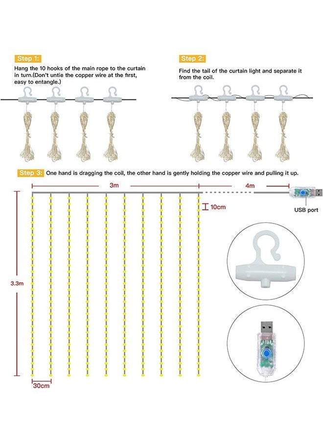 Arabest - Curtain Decoration String Light Flashing Led Usb Fairy Decoration Light with Wireless Remote Control - Warm White - Image 1