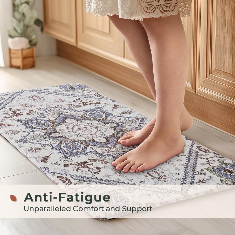 FRESHMINT Anti Fatigue Kitchen Mats Set 2 PCS, Waterproof & Non-Skid Boho Kitchen Rugs, Cushioned Kitchen Floor Mats for Standing Washable Comfort Kitchen Runners for Lanudry, Office, Sink - Image 2