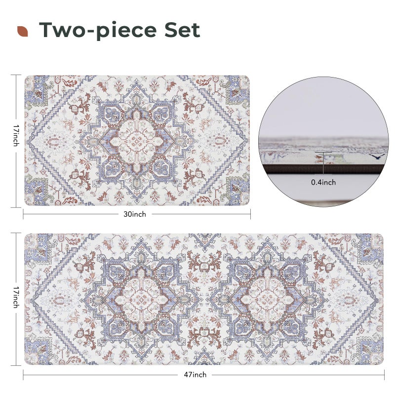 FRESHMINT Anti Fatigue Kitchen Mats Set 2 PCS, Waterproof & Non-Skid Boho Kitchen Rugs, Cushioned Kitchen Floor Mats for Standing Washable Comfort Kitchen Runners for Lanudry, Office, Sink - Image 5