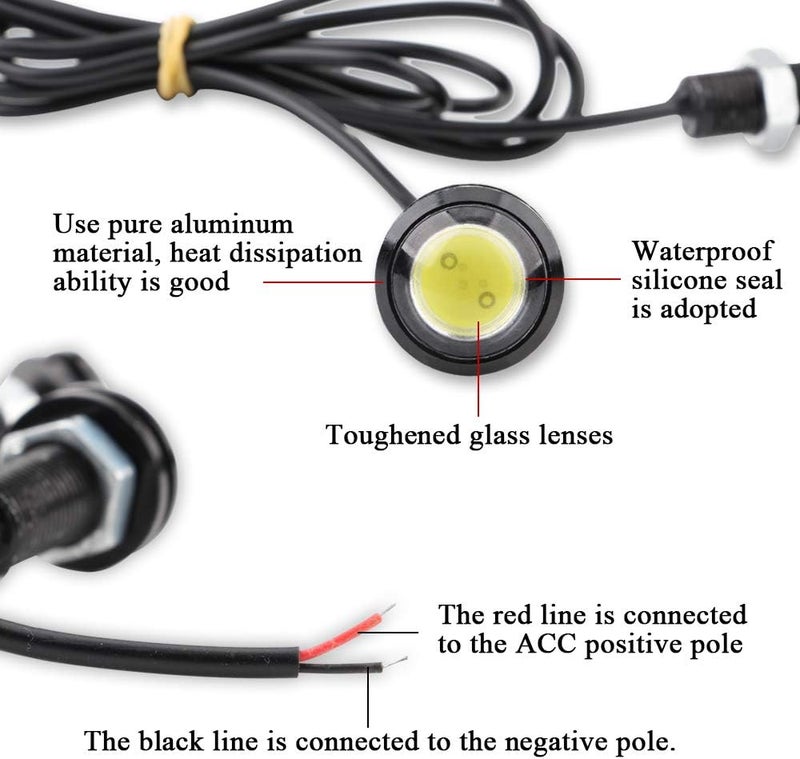 Sidaqi 9W LED Eagle eye 18MM High Power Car Motorcycle Daytime Running DRL Bumper Fog Light Backup Light Clearance Marker Lights Waterproof-10pcs,White - Image 3