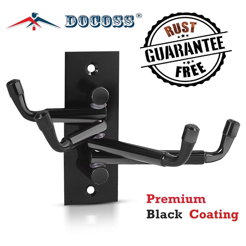 DOCOSS Stainless Steel Flexible 4 Pin Hooks and Cloth Hanger for Wall, Bathroom & Door, Pack of 2, Black - Image 2