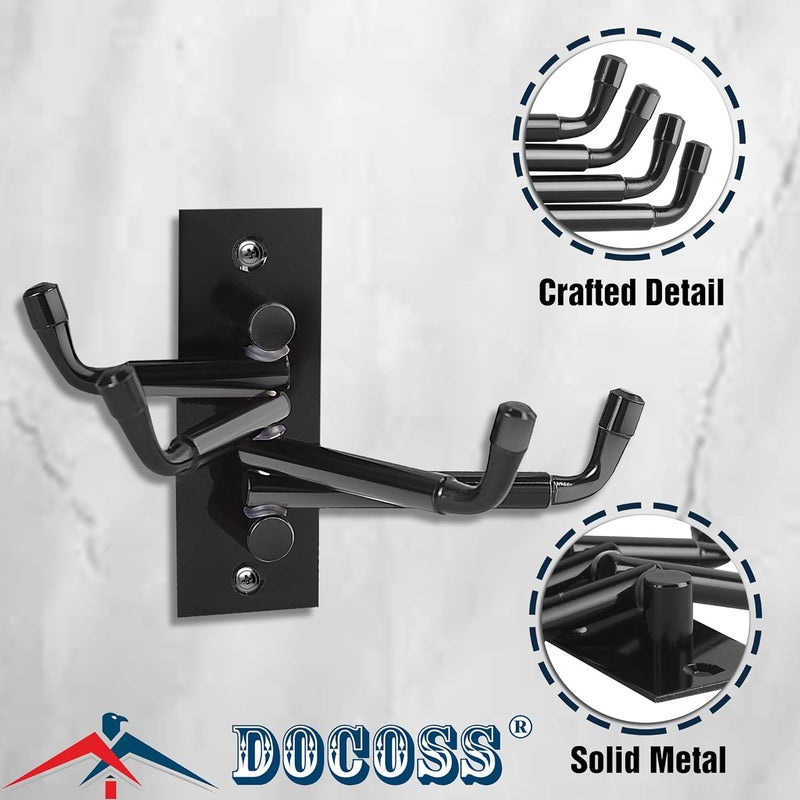DOCOSS Stainless Steel Flexible 4 Pin Hooks and Cloth Hanger for Wall, Bathroom & Door, Pack of 2, Black - Image 4