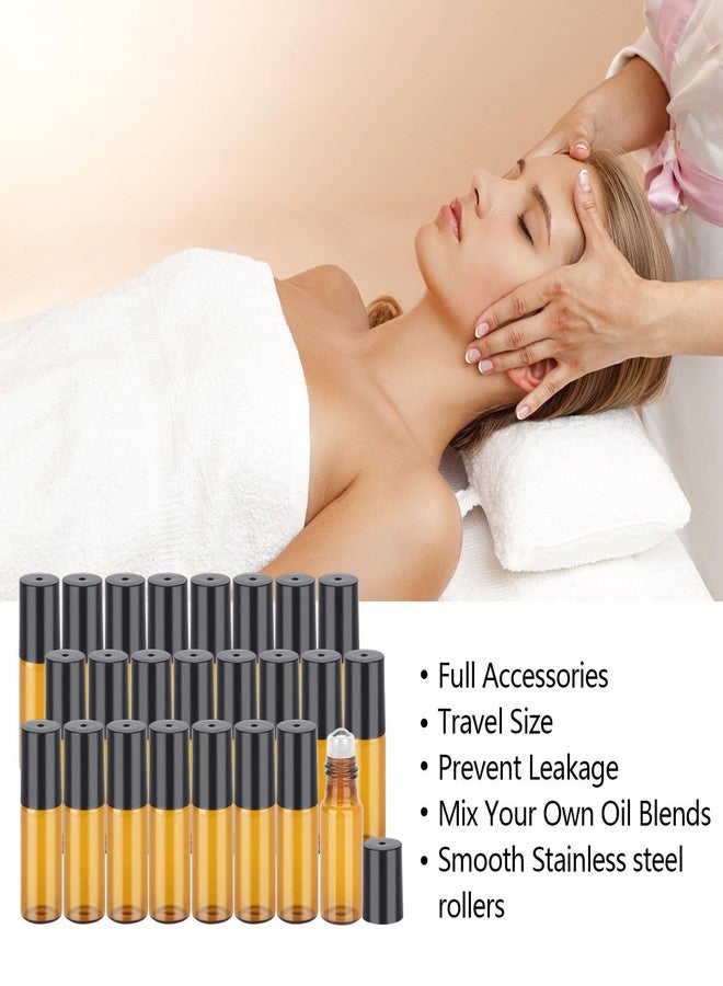 Easytle 96 Pack Essential Oil Roller Bottles, Amber Glass Roller Bottles 5ml, Roller Balls for Essential Oils, Roll on Bottle (384 Pieces Labels, 16 Funnels, 16 Dropper, 8 Opener) - Image 2