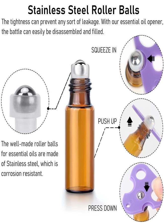 Easytle 96 Pack Essential Oil Roller Bottles, Amber Glass Roller Bottles 5ml, Roller Balls for Essential Oils, Roll on Bottle (384 Pieces Labels, 16 Funnels, 16 Dropper, 8 Opener) - Image 5