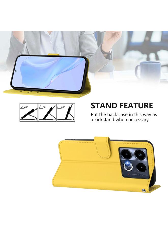 Zaboon Case For Infinix Note 40 5G Skin Feel Solid Color Leather Phone Case with Lanyard - Image 3