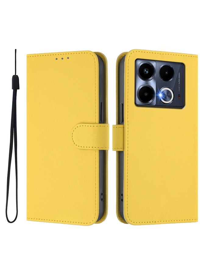 Zaboon Case For Infinix Note 40 5G Skin Feel Solid Color Leather Phone Case with Lanyard - Image 2