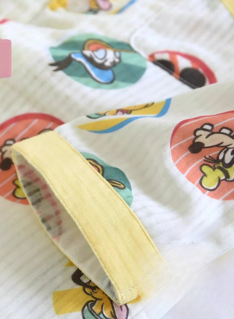 Disney Children's Pure Cotton Gauze Cute Round Neck Long Sleeved Pajamas Set - Image 5