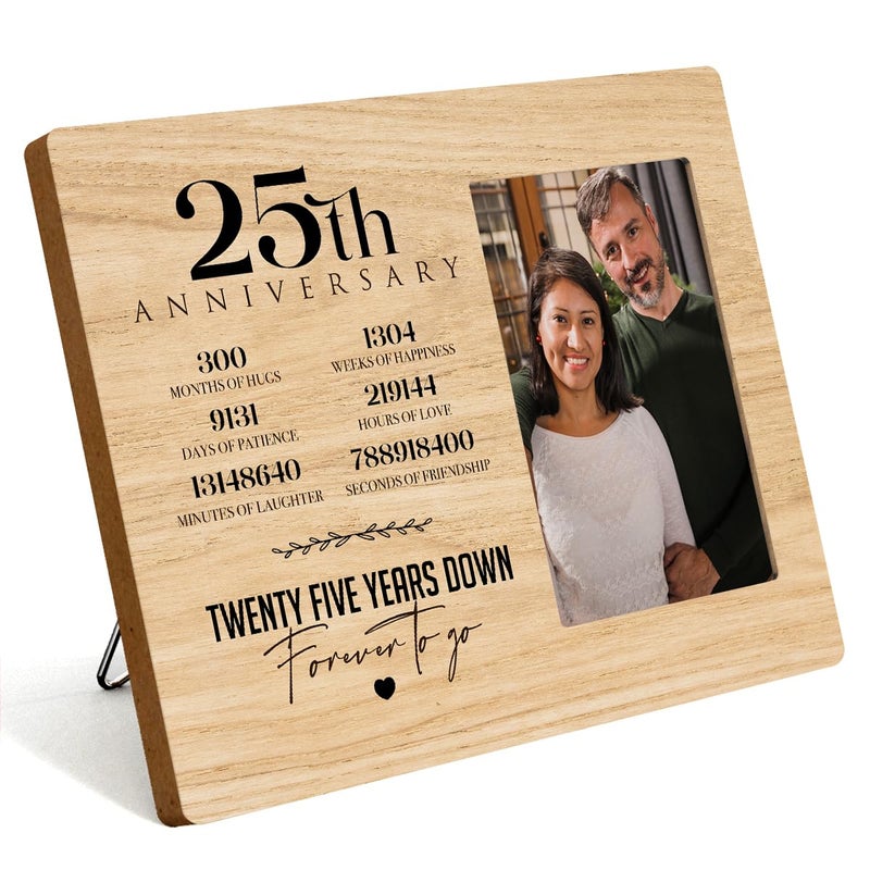 IAXIC 25th Commemorate Picture Frame 25th Wedding Commemorate Gift for Couple Husband Wife 25 Years Keepsake Decor for Wall Desk Tabletop Shelf