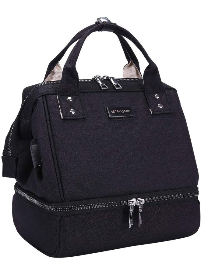 GOGOSO Mini Breast Pump Bag - Black Breast Pump Backpack with USB Charger Port and Cooler Pocket - Image 1