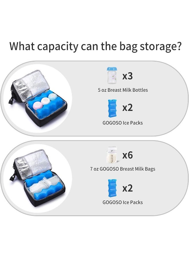 GOGOSO Mini Breast Pump Bag - Black Breast Pump Backpack with USB Charger Port and Cooler Pocket - Image 4