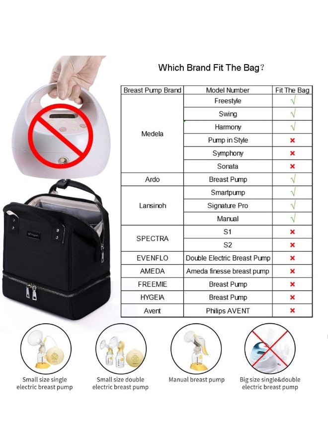 GOGOSO Mini Breast Pump Bag - Black Breast Pump Backpack with USB Charger Port and Cooler Pocket - Image 3