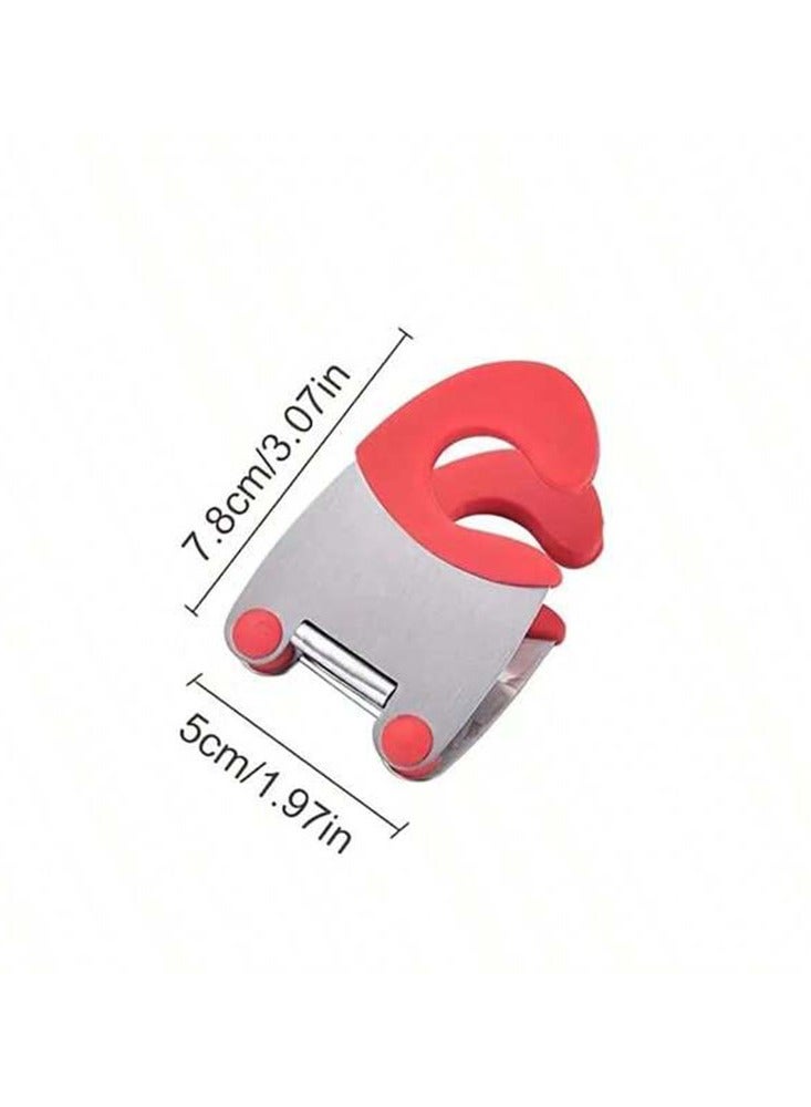 2 Pieces Red Pot Clip Stainless Steel Pot Holder Anti-scalding Fixed Clamp Kitchen Accessory for Pots Utensil Rest (Red)