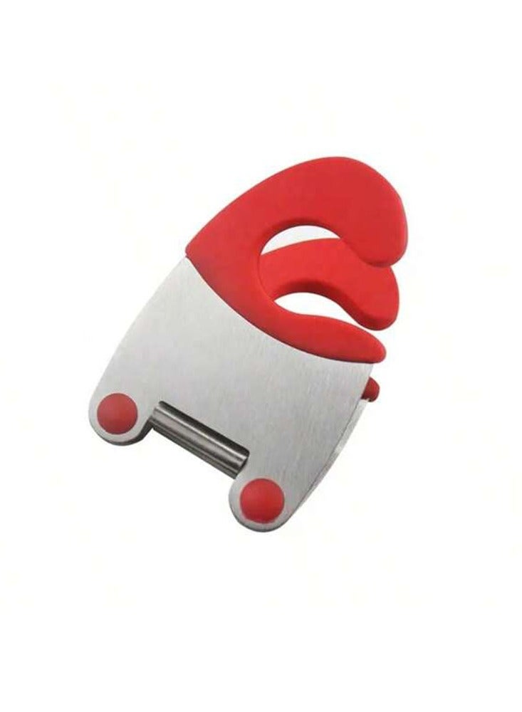 2 Pieces Red Pot Clip Stainless Steel Pot Holder Anti-scalding Fixed Clamp Kitchen Accessory for Pots Utensil Rest (Red)