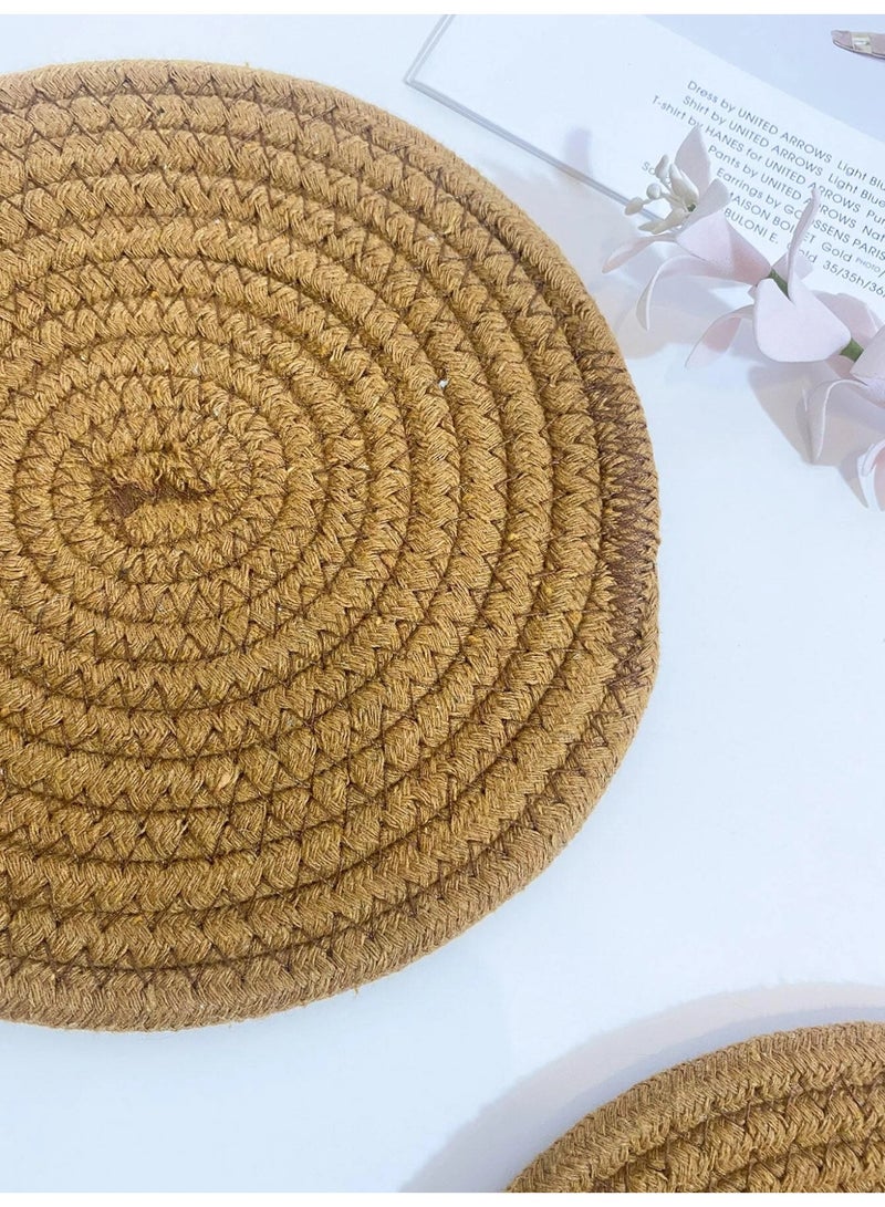 Sweet Cathy Round Woven Place Mats Hot Pot Holder Heat Resistant Dining Tables - Image 5