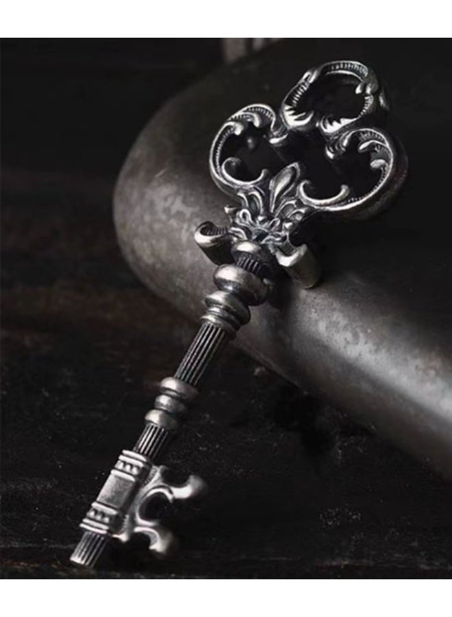 نيوترل ذكرى الزمن - قلادة مفاتيح باروكية، قلادة مفاتيح باروكية، قلادة تاريخية عتيقة قلادة أدبية كلاسيكية أوروبية كلاسيكية سلسلة مفاتيح السيارة (فضي عتيق) - Image 1