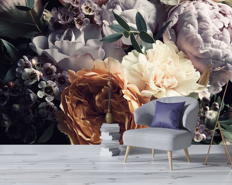 Reyhui Floral Wallpaper Mural for Bedroom Orange Flower Wall Mural Living Room not selfAdhesive - Image 2