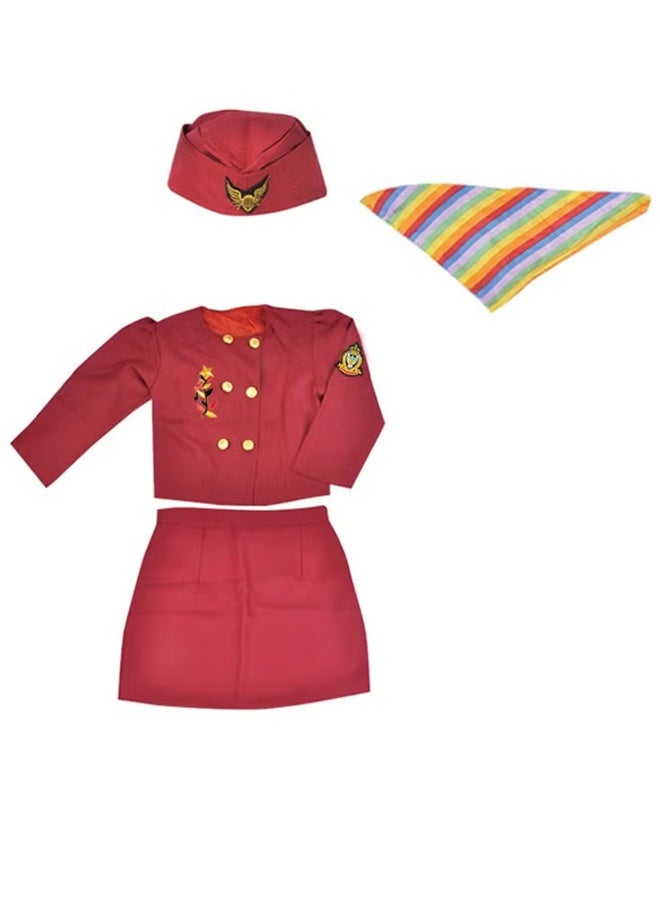 4pcs Girls Costume Cabin Crew Air Hostess Costume for Kids Girls Pretend Dress up Role Play Set - Image 3