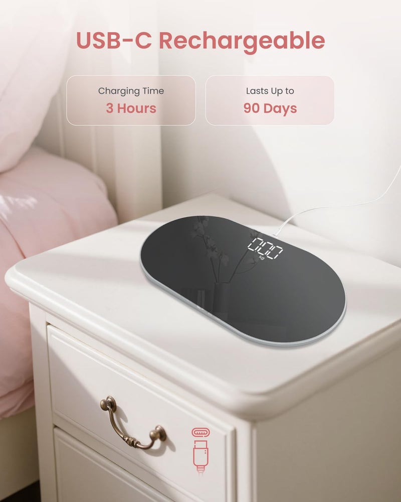 AccLoo Travel Scale Body Weight, Portable Digital Mirror Scale, Rechargeable Mini Electronic Weight Scale with USB Charging Cable - Image 5