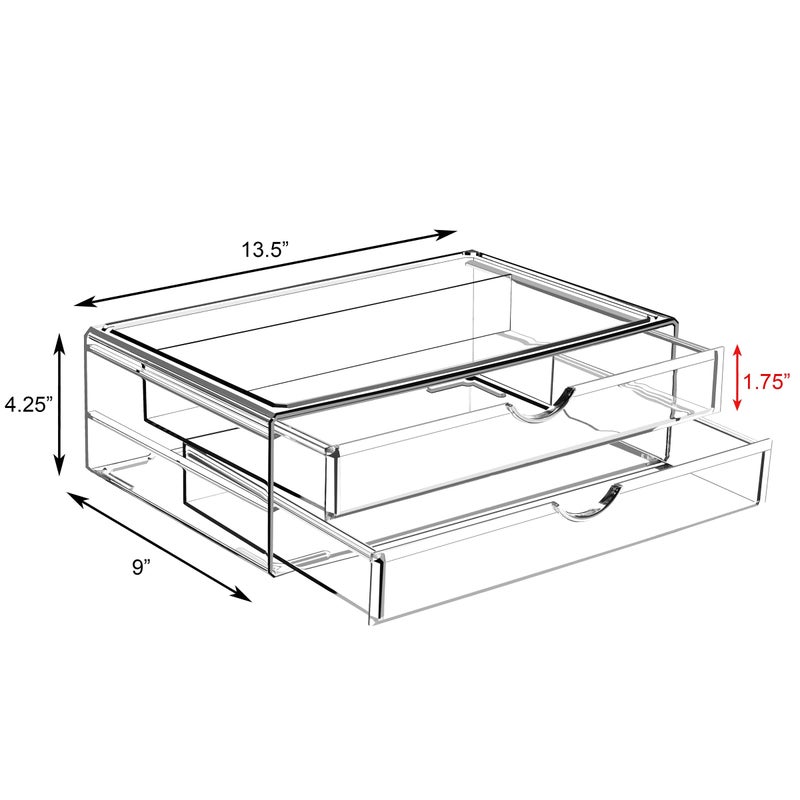 Sorbus Large Stackable Acrylic Drawers - 2 Clear Storage Drawers for Organizing Make up, Nail Polish, Hair Accessories, and Beauty Supplies - Makeup Organizer for Vanity, Bathroom Organizer Countertop - Image 3