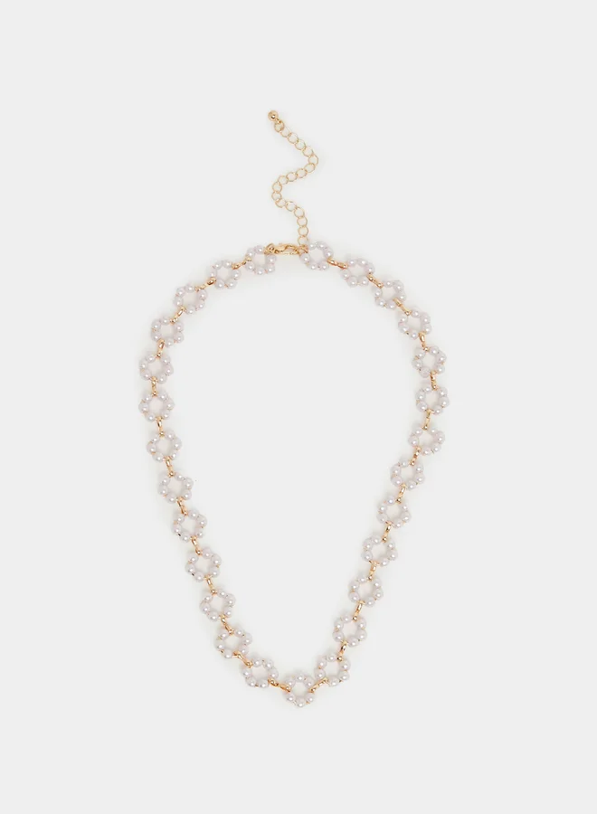 Styli Multi Faux Pearl Necklace with Lobster Clasp