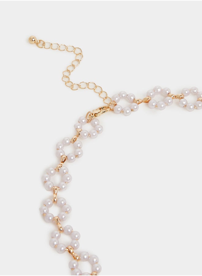 Styli Multi Faux Pearl Necklace with Lobster Clasp  - Image 5