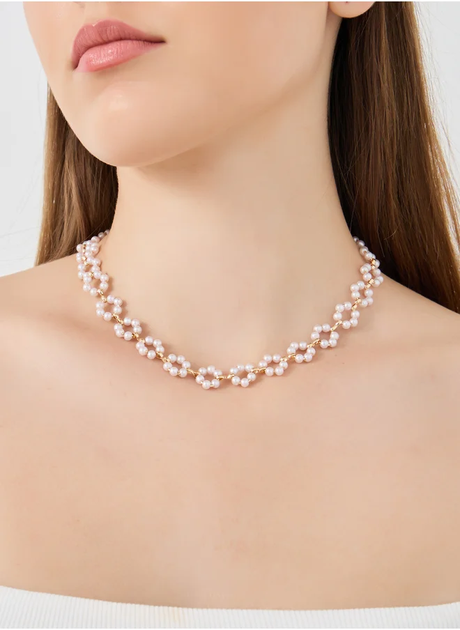 ستايلي Multi Faux Pearl Necklace with Lobster Clasp