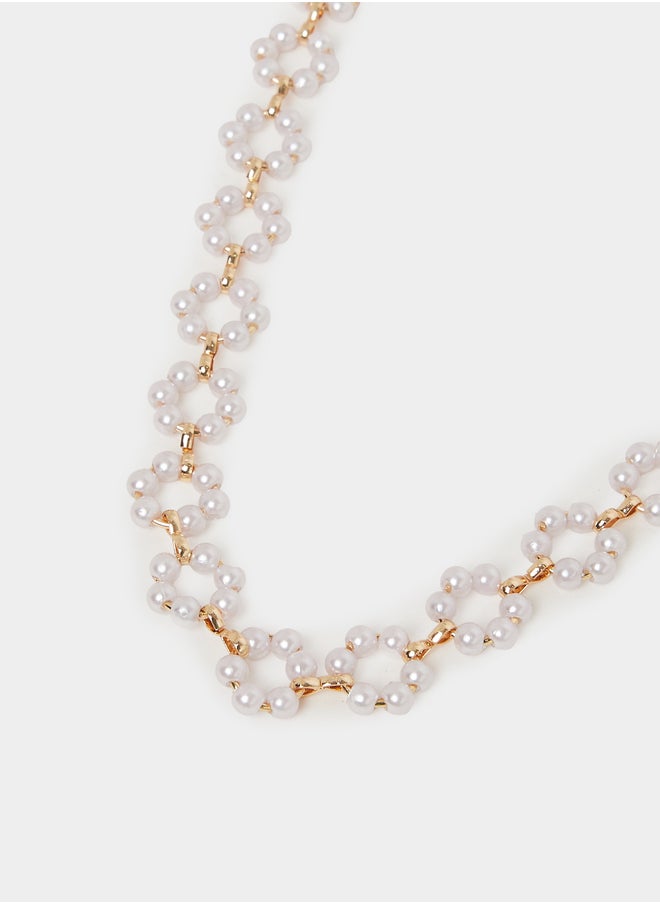 Styli Multi Faux Pearl Necklace with Lobster Clasp  - Image 4