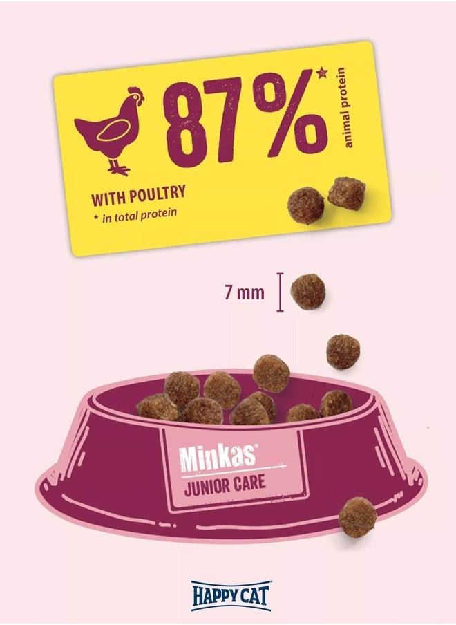 HAPPY CAT 10 kg Minkas Junior Care for steady growth for cats aged 4 to 12 months, with small biscuits with tasty poultry, reduces pet waste odor  - Image 3