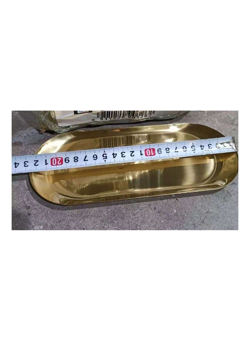 2 Golden Rectangular Serving Tray - Image 1