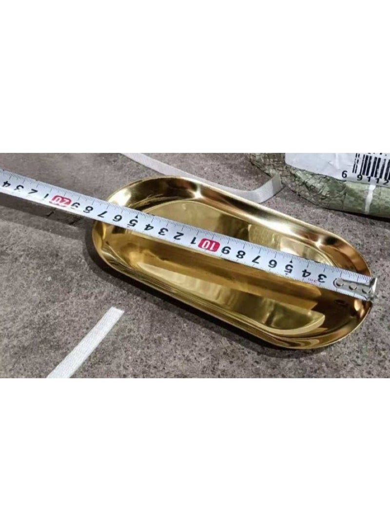 2 Golden Rectangular Serving Tray - Image 2