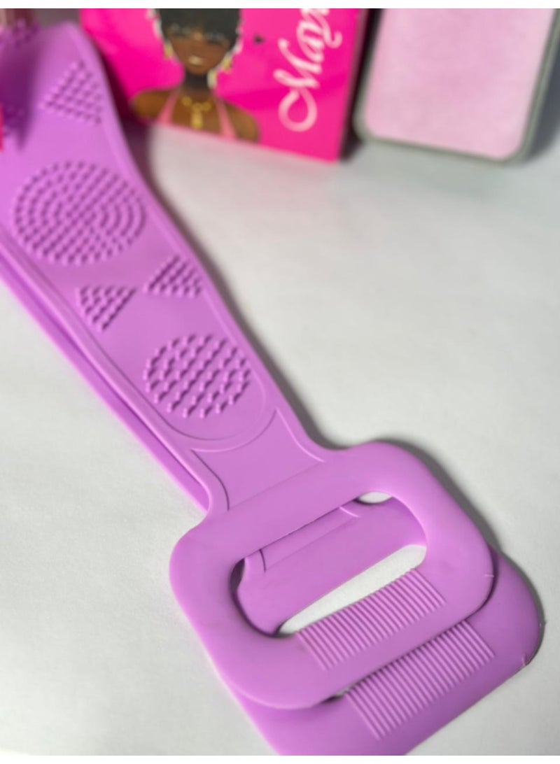 maya accessories Silicone Back Scrubber Bath Belt Double-Sided Massage Body Wash Brush Shower Exfoliating Belt Removes Bath Towel, Cleaning Tools for men and women may vary color - Image 2