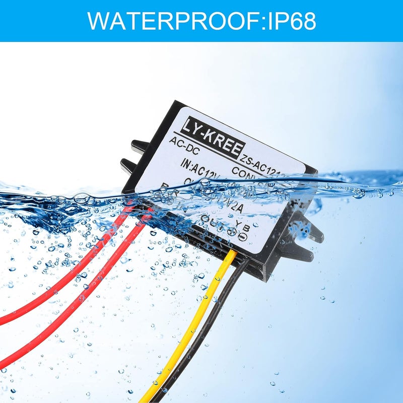 Weewooday AC DC Current Transformer AC 12V (10-28V) to DC 12V Reduces Voltage Converter Waterproof IP68 Step-up Converter Module Voltage Regulator for Car Screen Monitor Camera Water Pump Motor (2A) - Image 4