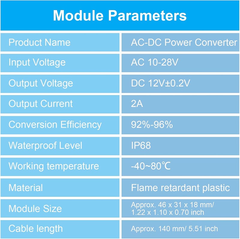 Weewooday AC DC Current Transformer AC 12V (10-28V) to DC 12V Reduces Voltage Converter Waterproof IP68 Step-up Converter Module Voltage Regulator for Car Screen Monitor Camera Water Pump Motor (2A) - Image 5