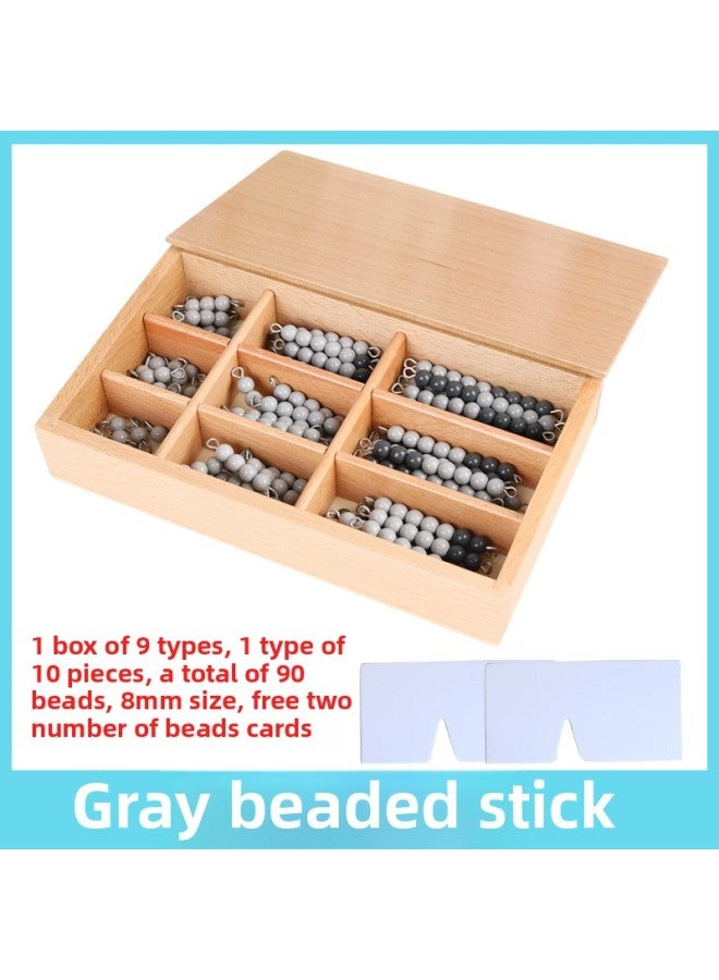 Montessori Montessori Math Teaching Aids Early Education Toys Colored Beaded Stick Children's Educational Training-Color:8mm Gray Beaded Sticks 90 (boxed 2 Bead Counting Cards)  - Image 1