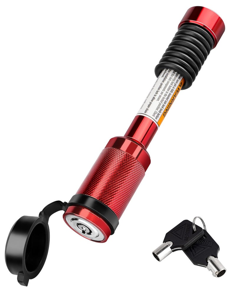 METOWARE Trailer Hitch Lock Tailer Receiver Lock Fits Class IIIIV 2 212 Hitch Receiver with 58 Dia Pin and 8 Rattle Rubber ORings for Trailer Truck Car Boat Red
