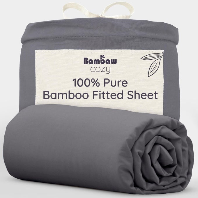 100 BAMBOO FITTED SHEET 160X200 CM DEEP POCKET 35 CM SUPER SOFT BEDDING SHEETS 160X200 CM BEDSHEET BAMBOO FIBRE SUMMER COOLING BEDDING FOR NIGHT SWEATS 160 X 200 FITTED SHEET CHARCOAL