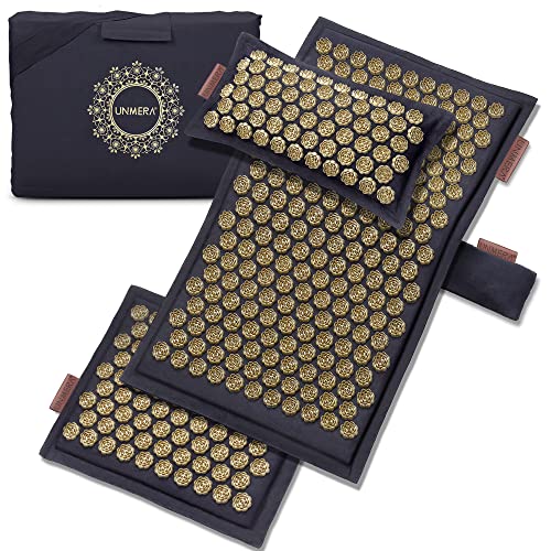 UNMERA Acupressure Mat and Pillow SetNatural Premium Linen Coconut Fiber Fillingfor BackNeck Pain Relief Sciatic Headache and Muscle Relaxation Comes with Carrying Bag - Image 1