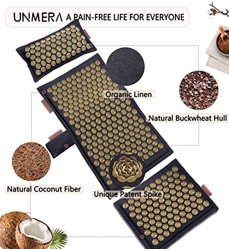 UNMERA Acupressure Mat and Pillow SetNatural Premium Linen Coconut Fiber Fillingfor BackNeck Pain Relief Sciatic Headache and Muscle Relaxation Comes with Carrying Bag - Image 3