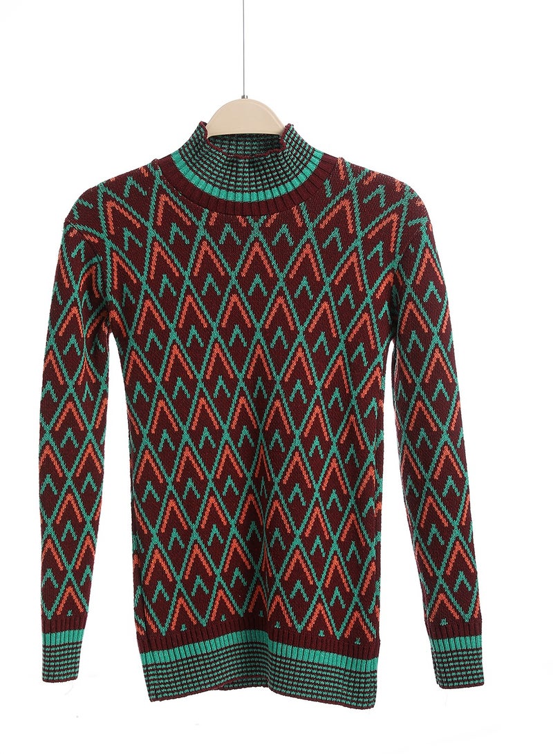 Caesar Girls Wool Pullover With Mutlicolour Design  - Image 2