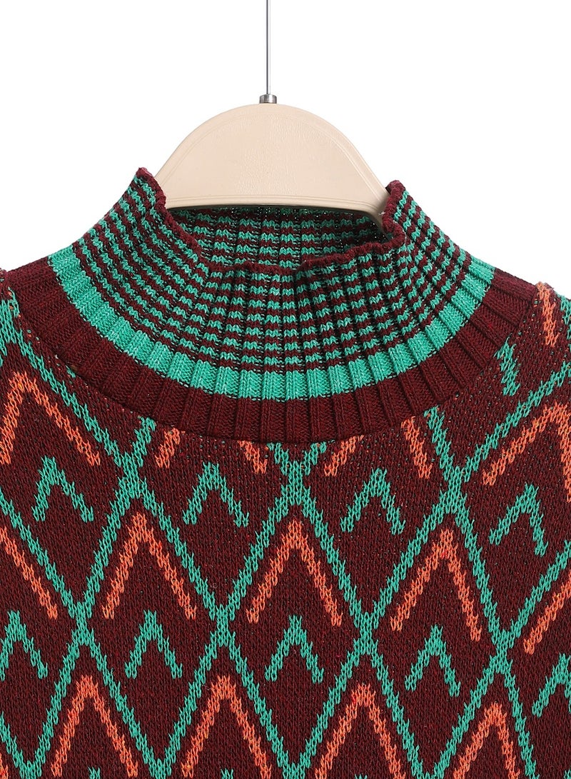 Caesar Girls Wool Pullover With Mutlicolour Design  - Image 3