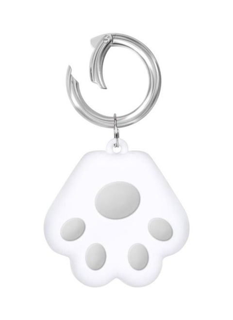 Cute Cat Paw Silicone Shockproof Protective Cover Soft Case with Keychain Ring Loop For Apple AirTag Grey