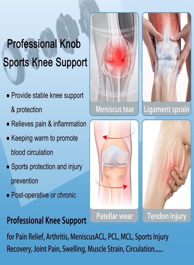 Kuangmi Knob Knee Brace, Knee Compression Sleeve with Patella Gel Pad & Side Stabilizers, Support for Sports, Workout, Pain Relief, Arthritis, Meniscus Tear(Right,X-Large,Single) - Image 3