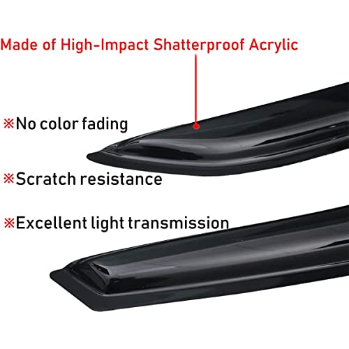 Lightronic Extra Durable Tape-on Auto Vent Window Visor, Fit 1996-2025 Chevrolet Express & GMC Savana 1500, 2500, 3500; 2009-2020 Express/Savana 4500, UV Protect Rain Guard Wind Deflector, Smoke, 2Pcs - Image 4