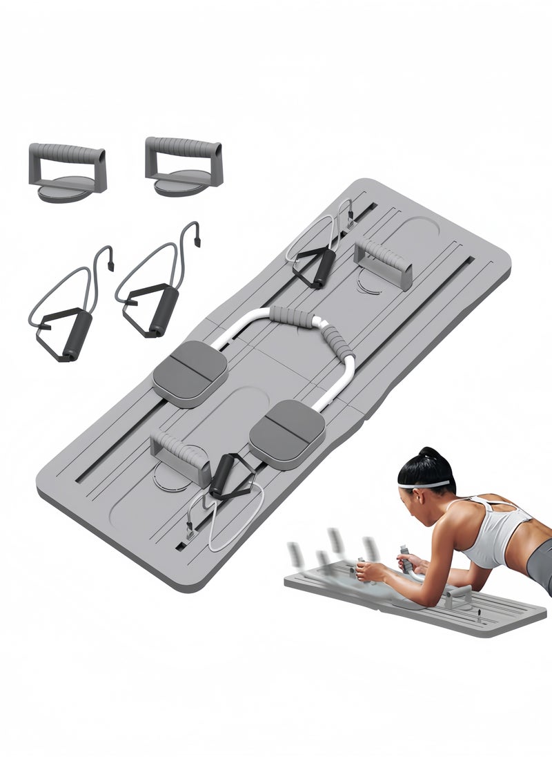 GGEROU Pilates Reformer Board, Pilates Board, Multifunctional Abdominal Training Board, Automatic Rebound, Reformer for Pilates for Home Training for Reformer Body Endurance, Stretching Grey  - Image 1