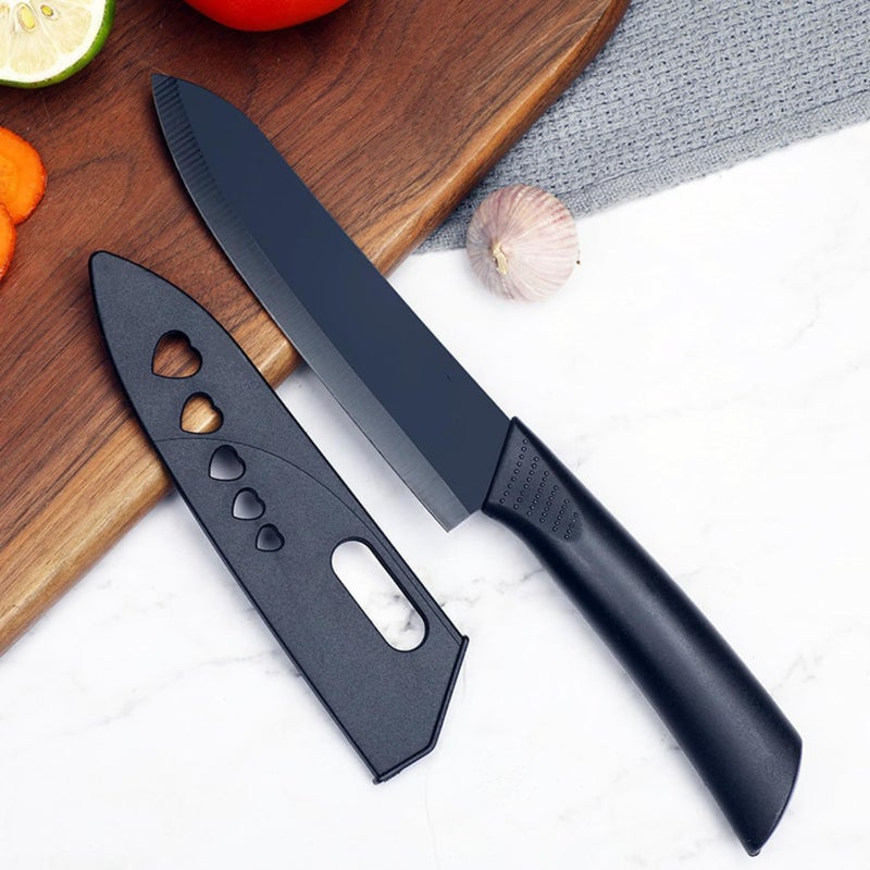 TECHNOWAYS SOLUTION Stainless Steel Kitchen Knife Professional Chef Knife with Santoku Paring Knife Vegetable Cutting Chopping Sharp Blade Ergonomic Handy Handle for Kitchen Black Pack of 3 - Image 3