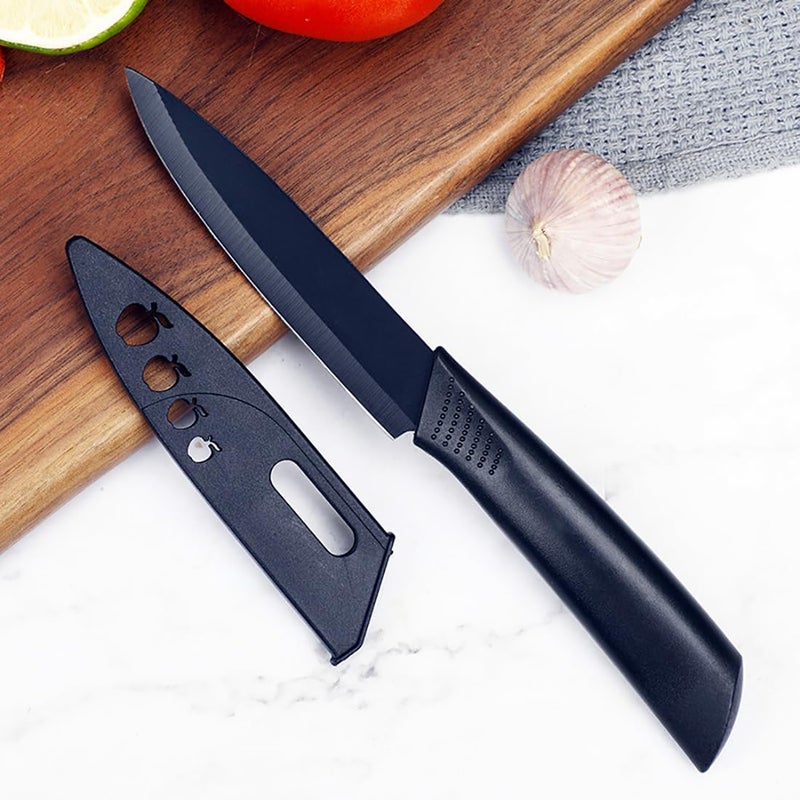 TECHNOWAYS SOLUTION Stainless Steel Kitchen Knife Professional Chef Knife with Santoku Paring Knife Vegetable Cutting Chopping Sharp Blade Ergonomic Handy Handle for Kitchen Black Pack of 3 - Image 5