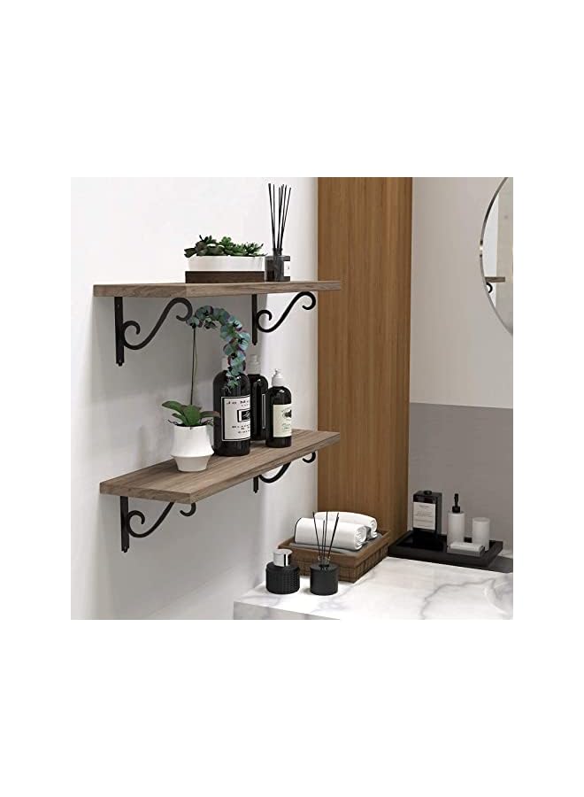 The Bros حاملات رفوف زخرفية من برو 2 عبوة، حاملات رفوف عائمة مثبتة على الحائط، حاملات رفوف معدنية على شكل L ثقيلة التحمل ودعائم باللون الأسود - Image 5